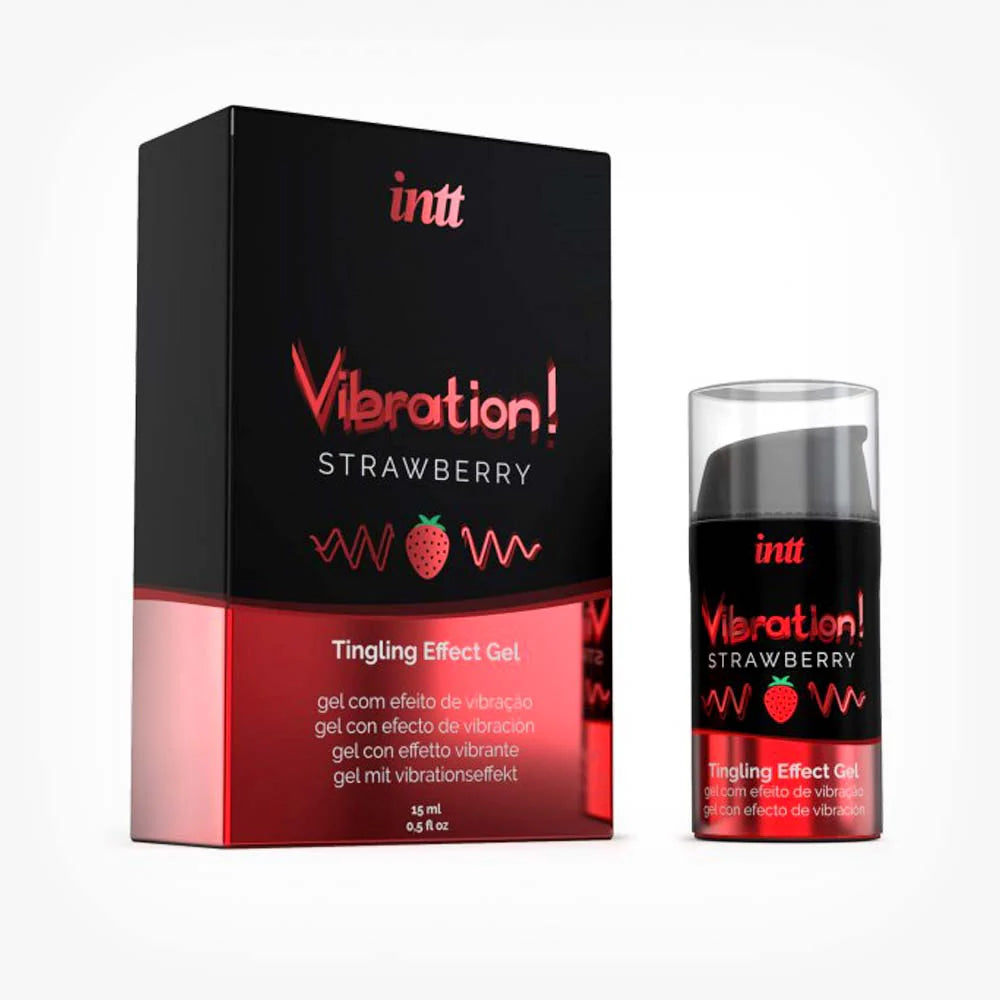 Gel Vibration! Strawberry INTT, efect de vibrație și încălzire, unisex, 15m